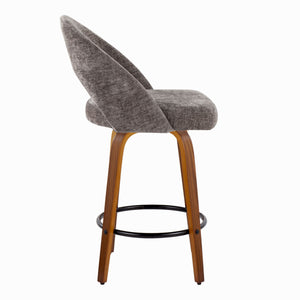 English Elm Fixed-height Swivel Counterstools Faux Leather Padded Seat Chrome Footrest Set of 2 B202S01843