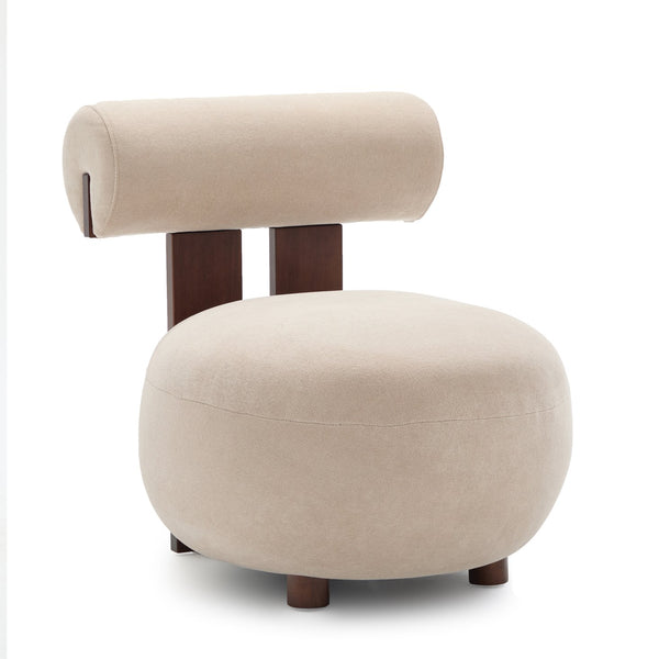 English Elm Modern Sculptural Velvet Accent Chair with Solid Wood Legs for Eclectic Living Spaces Light Brown,Walnut N776P420637B