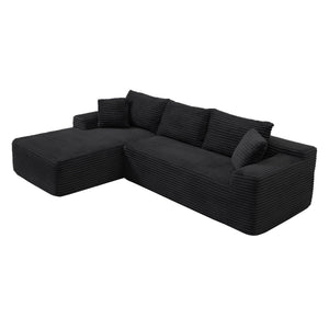 English Elm 105'' Modular Cloud Sectional Corduroy Couch Deep Seat L-shape Living Room Lounge W1117P445786