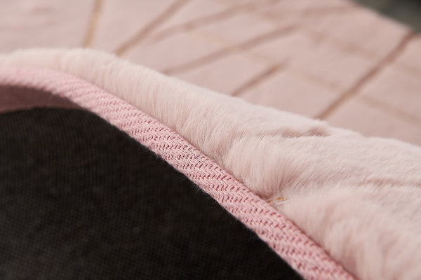 English Elm Luxury Dust Pink Geometric Abstract Area Rug - Plush Faux Fur With Gold Accents, Machine Washable B030P233696