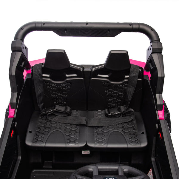 English Elm 24v Two Seat Kids Electric Utv with Parental Remote Suspension Off Road Ride On Pink W1578P184801