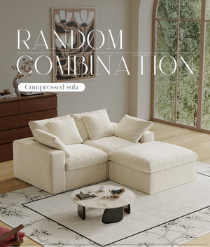 English Elm Modular 3-Seat Sectional Sofa With Ottoman – Versatile Modern Minimalist Sleeper For Small Spaces W3622S00009