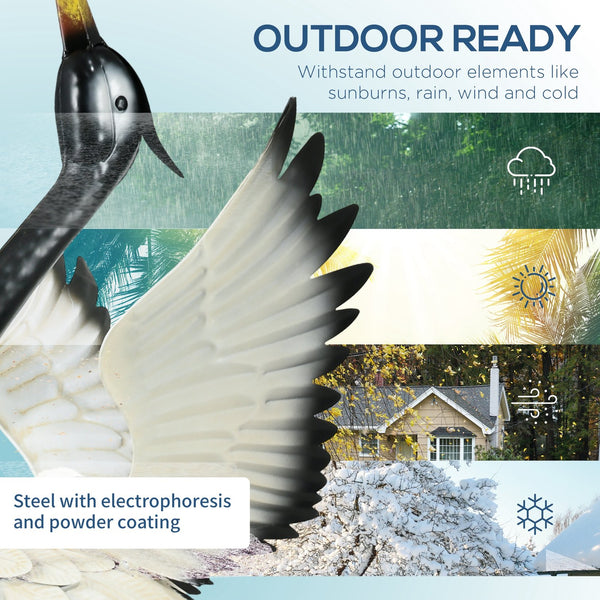 English Elm Outsunny Metal Heron Sculptures Set of 2 Hand Painted Outdoor Garden Yard Art Decor W2225P174547