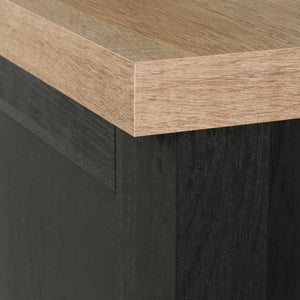 English Elm Armoire, Sleek Black Storage Solution With Adjustable Shelves For Compact Living Spaces & Style B356P402654