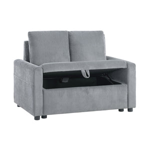 English Elm Corduroy Loveseat With Convenient Storage & Side Pocket - Soft Gray Upholstery For Cozy Spaces B016P407475