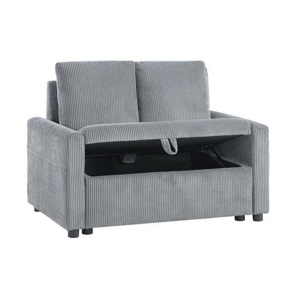 English Elm Corduroy Loveseat With Convenient Storage & Side Pocket - Soft Gray Upholstery For Cozy Spaces B016P407475