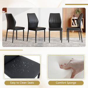English Elm Table and Chair Set Walnut Round Dining with Hourglass Base Four Fabric Seats Walnut+Black W1151S04855