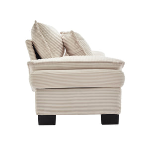 English Elm Corduroy Stylish Sleeper Sofa Loveseat with Dual-Layer Cushions & Two Support Pillows, Sturdy Frame Beige W676P184129