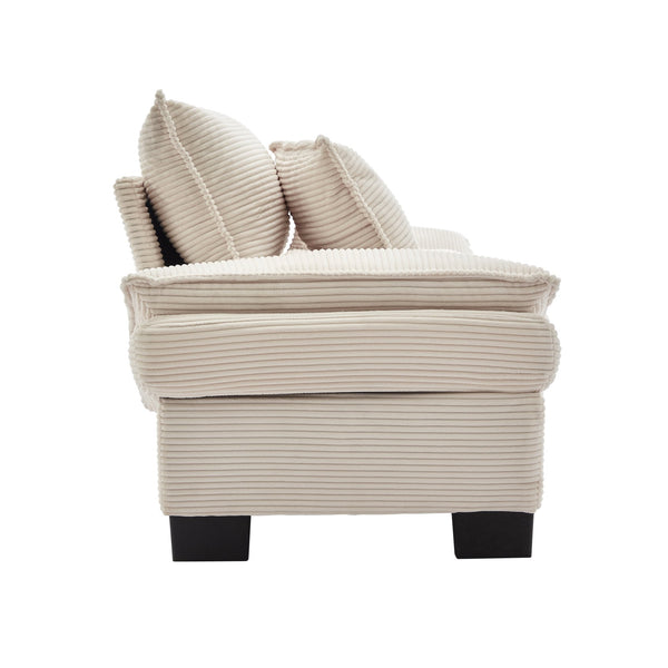 English Elm Corduroy Stylish Sleeper Sofa Loveseat with Dual-Layer Cushions & Two Support Pillows, Sturdy Frame Beige W676P184129