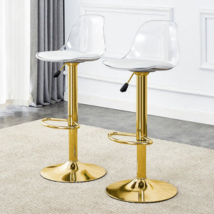English Elm Modern Swivel Barstools Set of 2 with Clear Pet Back and Padded Pu Seat W1151P192280