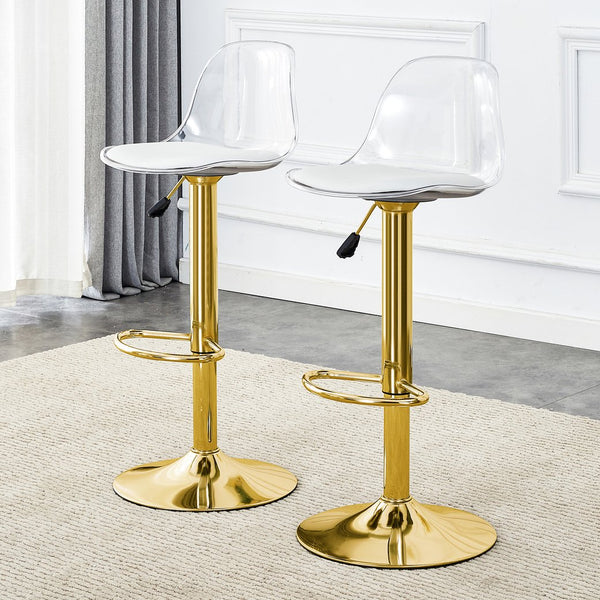 English Elm Modern Swivel Barstools Set of 2 with Clear Pet Back and Padded Pu Seat W1151P192280