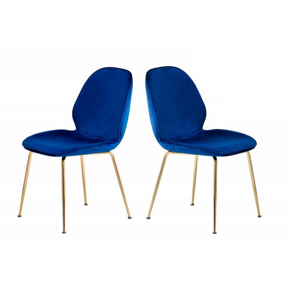 English Elm Velvet Mid-century Dining Chairs with Gold Legs Navy Set for Elegant Rooms B011P446641