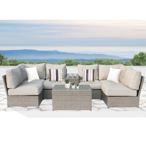 English Elm Outdoor 4-Person Modular Sofa Set – Pre-Assembled With Washable Cushions For Stylish Gatherings B120S00243-GIGA