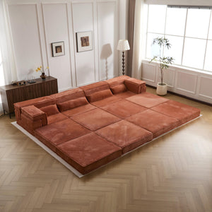 English Elm Compression Mahjong Sofa: Versatile No Assembly Modular Floor Sofa Bed For Cozy Living Spaces W3723S00038