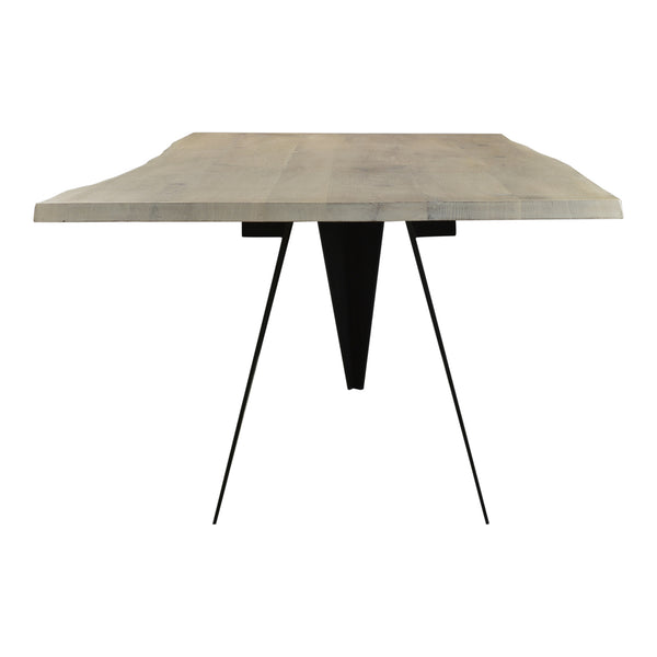 English Elm Bird Live Edge Oak Slab Dining Table with Sculptural Iron Base Seats Six B2769S00009