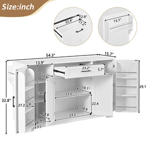 English Elm U_style Contemporary Buffet Cabinet Melamine Mdf Dining Room Storage with Adjustable Shelves White N711P437643K