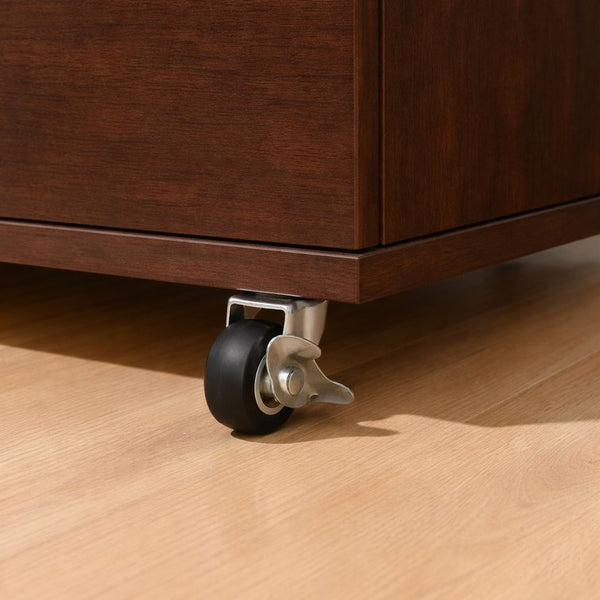 English Elm 5 Drawer Rolling Chest Distressed Finish Mobile Bedroom Storage Cabinet on Caster Wheels Dark Brown B372P444033