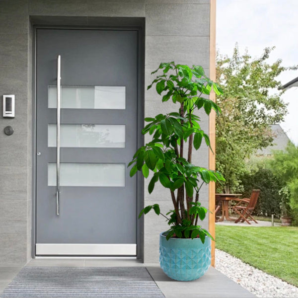 English Elm Set Of 3 Diamond Ceramic Planters - Modern Blue Flower Pots For Home, Garden, Or Windowsill Decor W3273P321995-GIGA