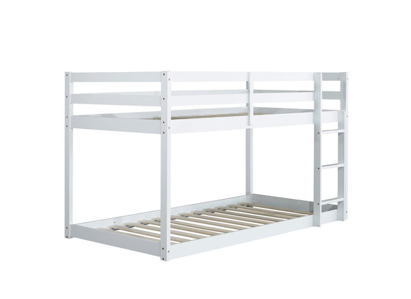 English Elm Solid Wooden Twin Over Twin Bunk Bed In White - Sturdy Rubberwood Frame With Reinforced Slats W504P191646-GIGA