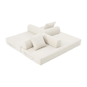 English Elm UNITED modular foldable sofa with metal frame, corduroy upholstery, side pocket & quick assembly convenience Beige W1568P374080