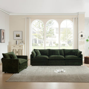 English Elm 2-piece Modular Green Chenille Sofa Set with Deep Cushioned Seating for Living Room W714S00463