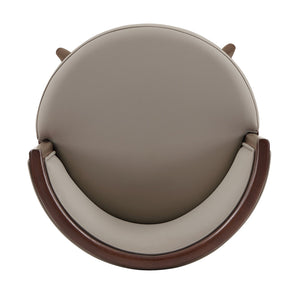 English Elm Evalyn Taupe Leatherette Barstool with Beech Wood Legs — Upholstered Foam Seat, Walnut Frame, Steel Footrest PMID B365P398057