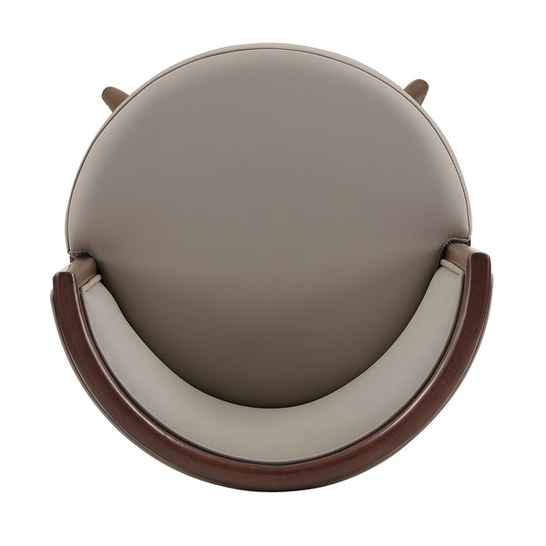 English Elm Evalyn Taupe Leatherette Barstool with Beech Wood Legs — Upholstered Foam Seat, Walnut Frame, Steel Footrest PMID B365P398057