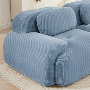 English Elm L-shaped Modular Corduroy Sectional Sofa Ergonomic Low Profile Living Room Seating Blue W714S01249