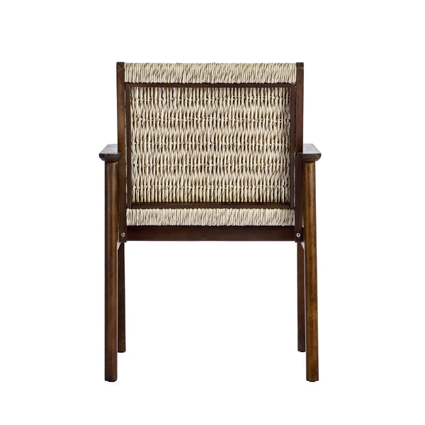 English Elm 7 Piece Outdoor Acacia Wood Dining Set Wicker Slatted Table Cushioned Patio Chairs Beige,Dark Brown N768P374497B_6_N768P374498B