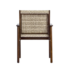 English Elm Outdoor Acacia Wood Wicker Rattan Armchairs with Cushions for Patio Poolside Beige,Dark Brown N768P374497B