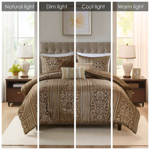 English Elm 6 Piece Jacquard Comforter Set With Decorative Pillows - Luxurious, Cozy, And Easy Care For Full/Queen B035P280388