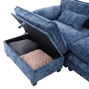 English Elm United Oversized 112" Modular Sectional Sofa - Modern Chenille Cloud Couch With Storage Ottoman & Usb Ports W1568S00190-GIGA