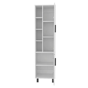 English Elm Storage Cabinet Vertical 2-Door 9-Shelf White Engineered Wood Freestanding 68.1"H Compact FDA Compliant B097P350297