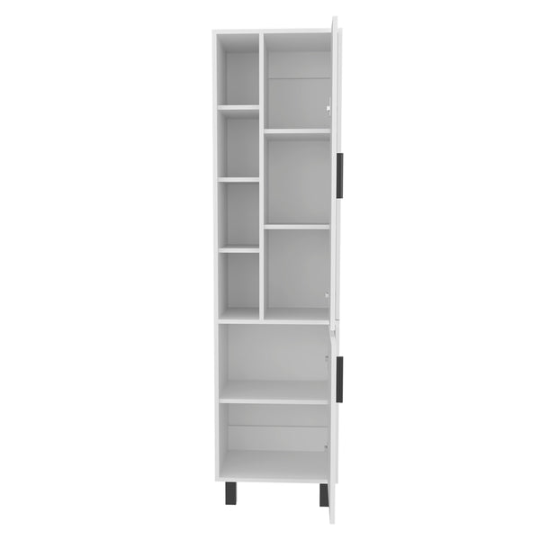 English Elm Storage Cabinet Vertical 2-Door 9-Shelf White Engineered Wood Freestanding 68.1"H Compact FDA Compliant B097P350297