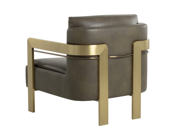 Sunpan Garo Lounge Chair - Modern Elegance In Bravo Ash Faux Leather With Stylish Stainless Steel Frame Taupe Faux Leather 111576