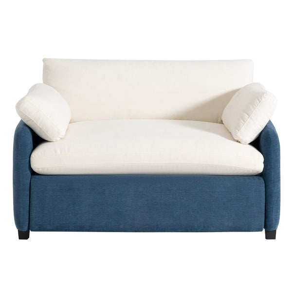 English Elm 50*43" Oversized Chenille Armchair Deep Lounge Seat Modern Minimalist Living Room Chair Blue+Cream N723S5042C