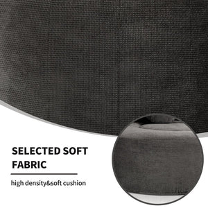 English Elm Round Cloud Sofa Bed Waffle Fabric Memory Foam Convertible Couch for Small Space Living Black+ Gray W3224P492085