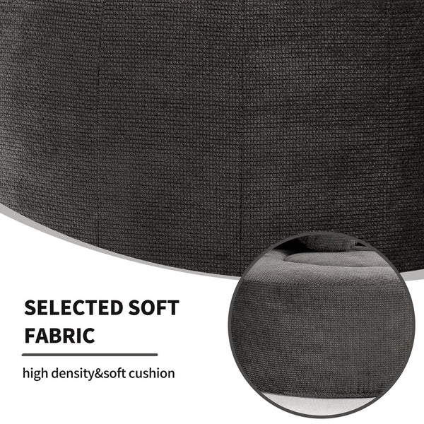 English Elm Round Cloud Sofa Bed Waffle Fabric Memory Foam Convertible Couch for Small Space Living Black+ Gray W3224P492085