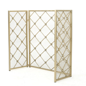 English Elm Christopher Knight Home® - FIRE Prater Iron Fireplace Screen - Black Finish Decorative Hearth Guard, Embers Protection, No Assembly Needed 61128.00GLD