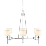 Martha Stewart Elegenza Transitional 6-light Chandelier with Fabric Drum Shades MT150-0079 Chrome