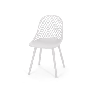 English Elm Christopher Knight Home® - LILY Outdoor Dining Chair with Weather-Resistant Polypropylene, Diamond Mesh Design for Durability White 27.5 L x 21.2 W x 20.3 H 69070.00WHI