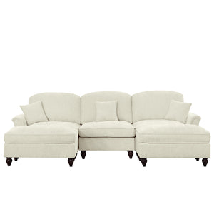 English Elm Classic Comfy Modular U-Shape Sectional Sofa: Stylish Chenille Couch With Flared Arms & Ottomans W3041S00235