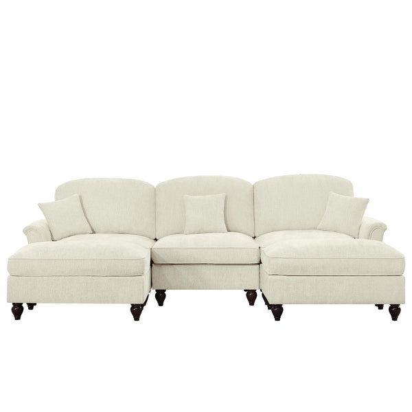 English Elm Classic Comfy Modular U-Shape Sectional Sofa: Stylish Chenille Couch With Flared Arms & Ottomans W3041S00235