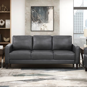 English Elm Modern 3-Piece Living Room Furniture Set: Sofa, Loveseat, Chair In Dark Gray Faux Leather Comfort B011S01980