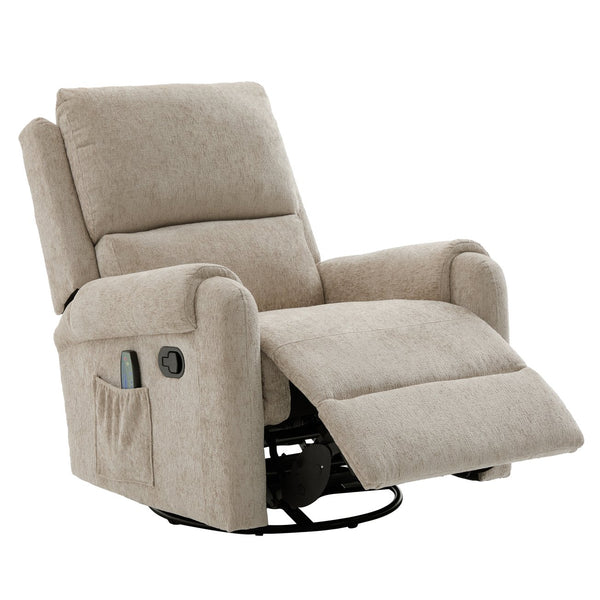 English Elm Manual Recliner Swivel Rocker Massage Chair Chenille Nursery and Living Room Seat Oatmeal N763P347287O