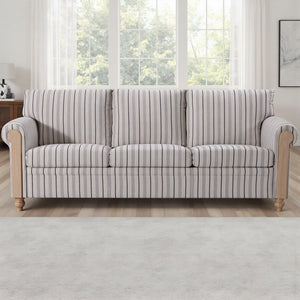English Elm 3 Seater Pu Leather Sofa with Roll Arms Pocket Spring Support and Birch Legs W680P409288