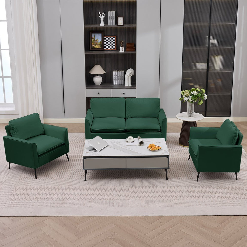 English Elm Ts Cat Paw Faux Leather Accent Chair Nordic Retro Loveseat with Lumbar Support Green W2311S00011