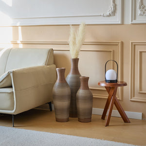 English Elm Desktop PVC Vase Set of 3 Decorative Tall Floor and Table Vases—Modern Durable Artful Accents for Home Brown Grey W2796P261491