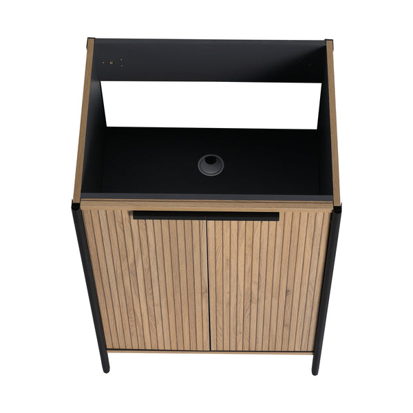 English Elm 24" Freestanding Bathroom Vanity Modern 24in Plywood Cabinet with Soft-Close Hinges, Adjustable Shelf, Scratch & Water-Resistant Finish, KD Packing Excludes Sink W999P251003