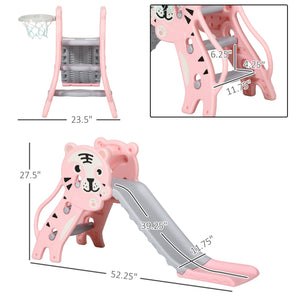 English Elm Kids 3 in 1 Toddler Climber Slide Set with Basketball Hoop for Playroom Fun T3971P439601